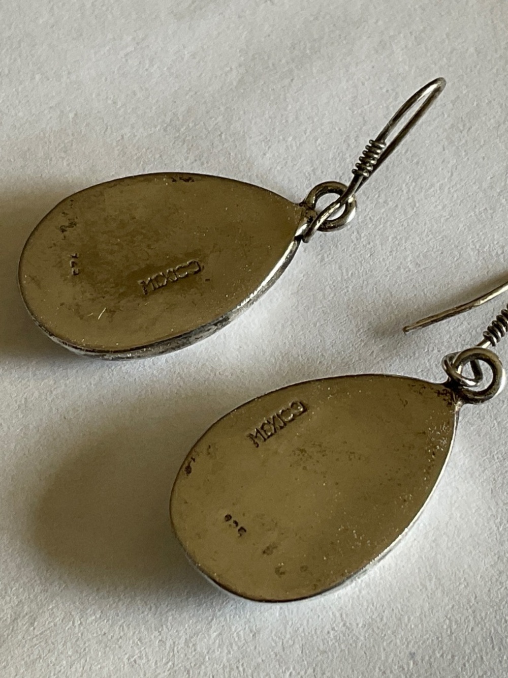 Mexico silver earrings with red stone - Picture 4 of 6